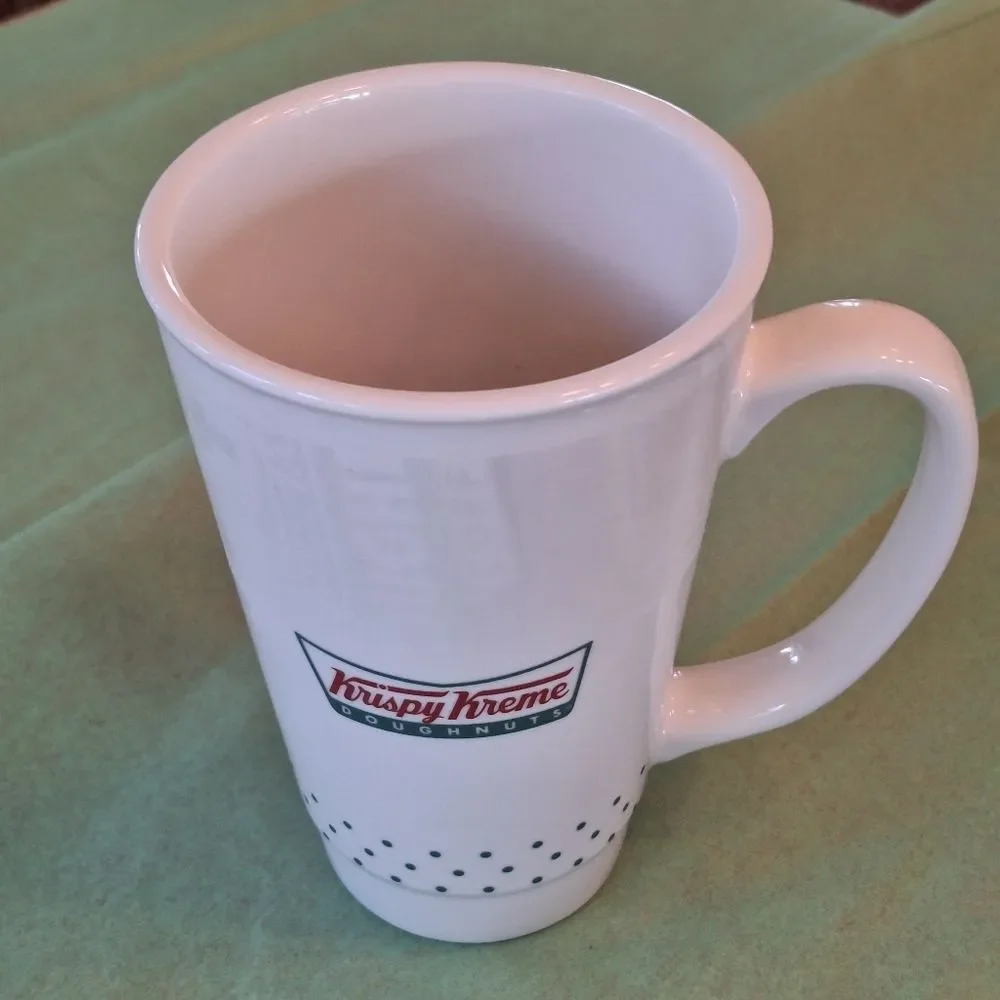 Krispy Kreme Tall Coffee Mug holds 18 Oz Heavy Duty Porcelain Ceramic
